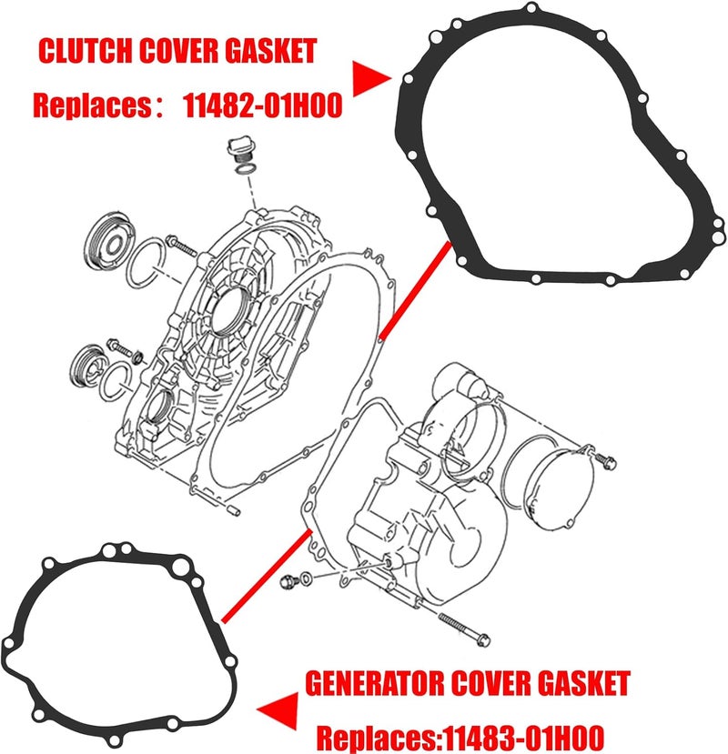 VPZMT ﻿Clutch Cover/Crankcase Cover Gasket Replacement for 2006-2024 Suzuki GSXR600 GSXR750/GSX-R 600 GSX-R 750, Replace OEM#11483-01H00 (Crankcase Cover Gasket) - Image 2